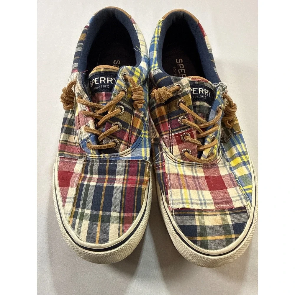 Sperry Top-Sider Mens Patchwork Plaid Canvas Boat Shoes STS19310 Multicolor 8.5